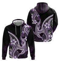 Purple Black Aloha Hawaii Hoodie Polynesian Shark Tattoo Plumeria