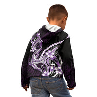 Purple Black Aloha Hawaii Kid Hoodie Polynesian Shark Tattoo Plumeria