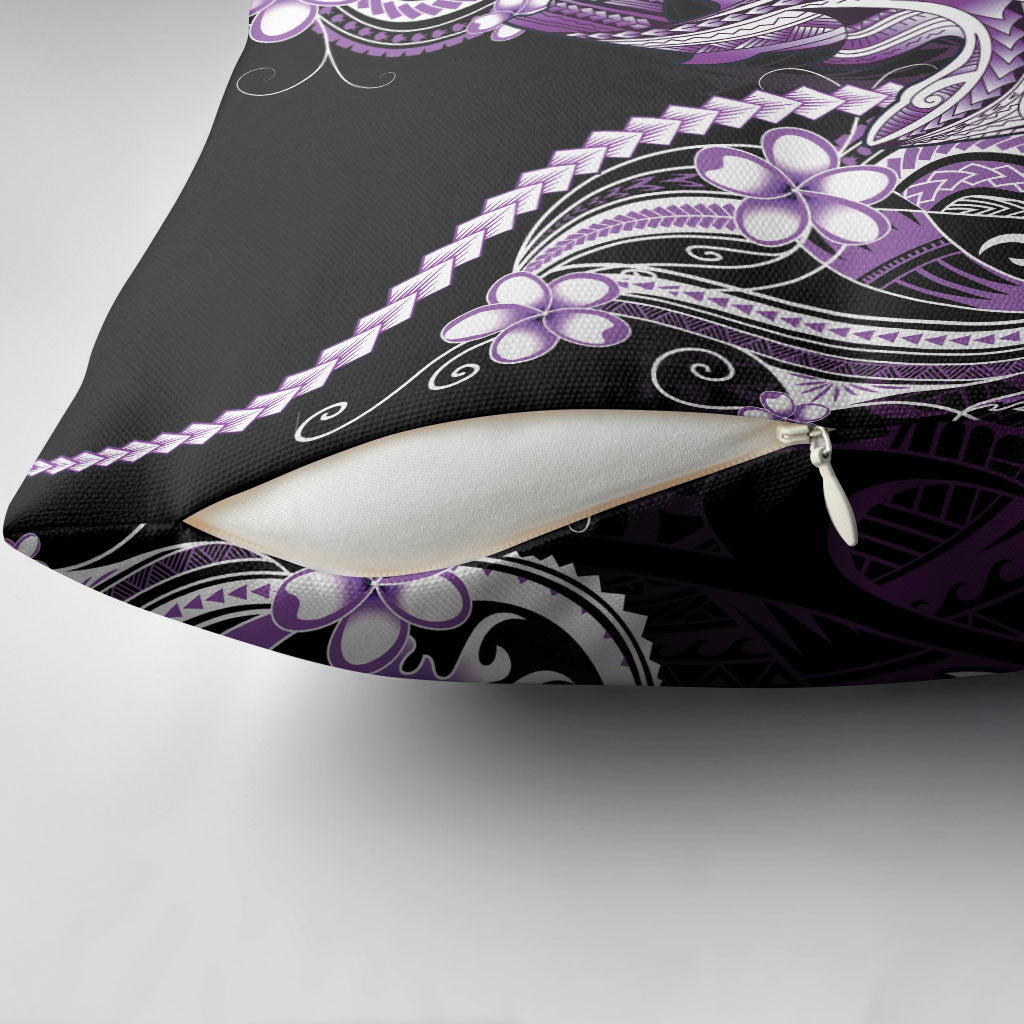 Purple Black Aloha Hawaii Pillow Cover Polynesian Shark Tattoo Plumeria