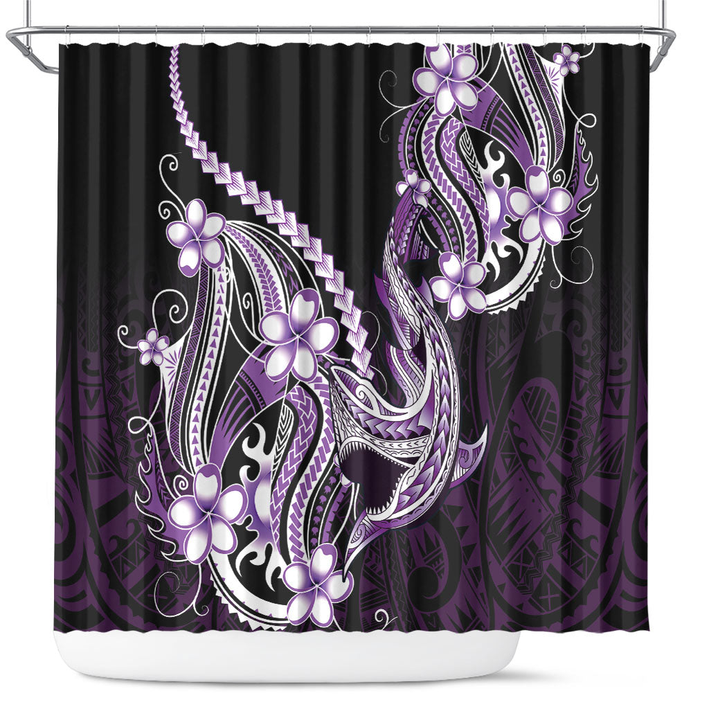 Purple Black Aloha Hawaii Shower Curtain Polynesian Shark Tattoo Plumeria LT14 Purple - Polynesian Pride