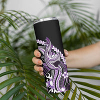 Purple Black Aloha Hawaii Skinny Tumbler Polynesian Shark Tattoo Plumeria