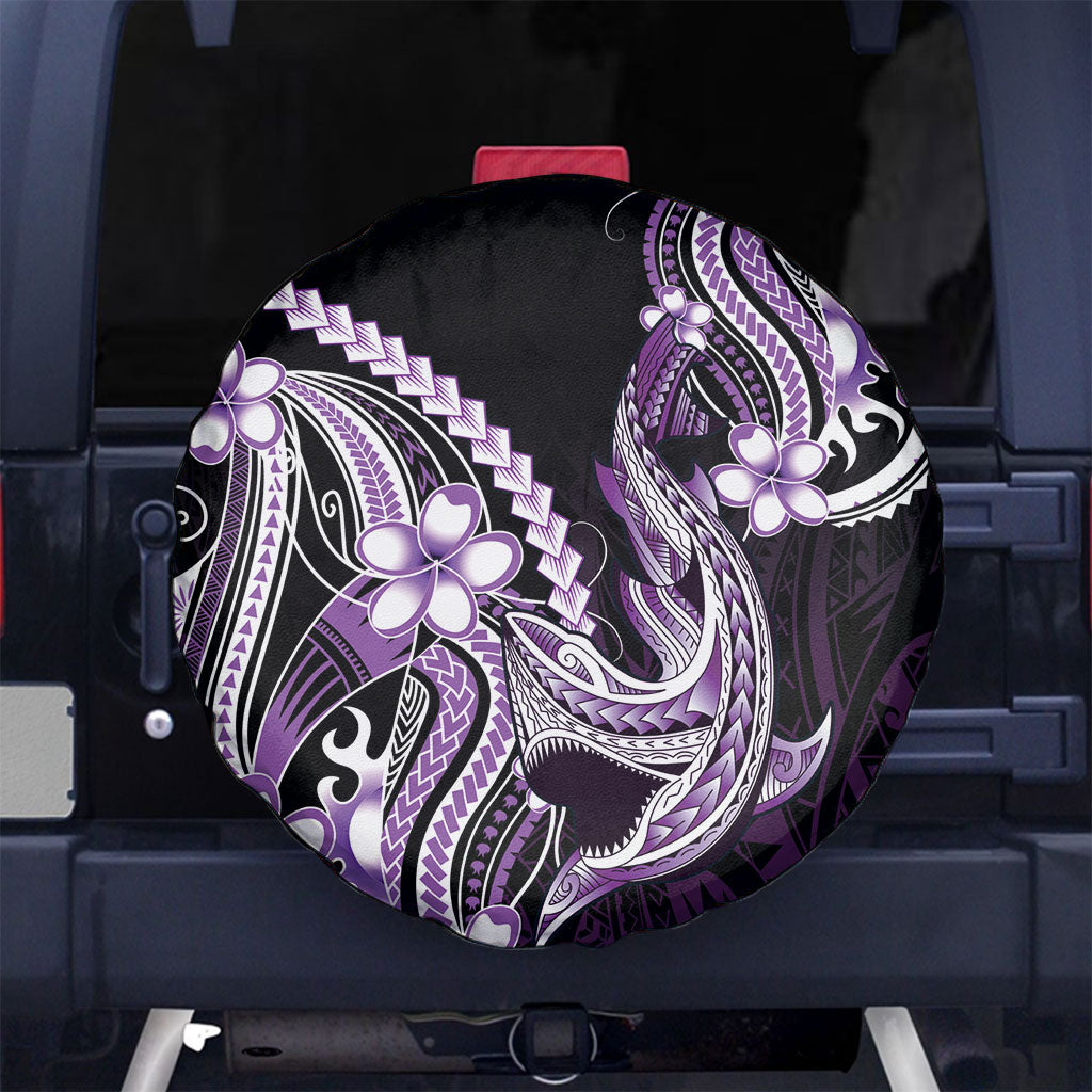 Purple Black Aloha Hawaii Spare Tire Cover Polynesian Shark Tattoo Plumeria