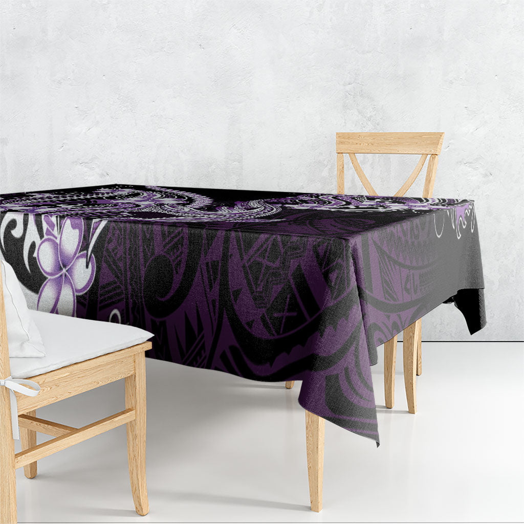 Purple Black Aloha Hawaii Tablecloth Polynesian Shark Tattoo Plumeria