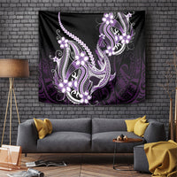 Purple Black Aloha Hawaii Tapestry Polynesian Shark Tattoo Plumeria