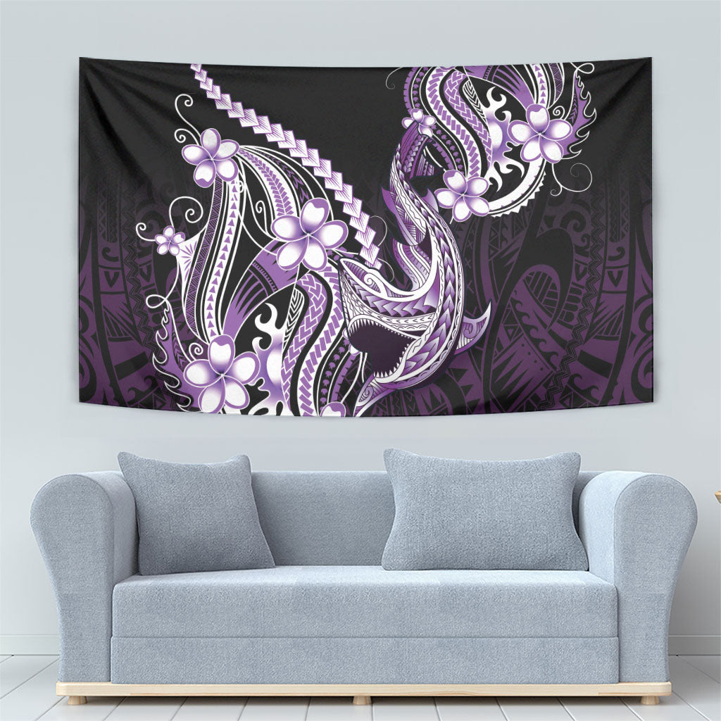 Purple Black Aloha Hawaii Tapestry Polynesian Shark Tattoo Plumeria
