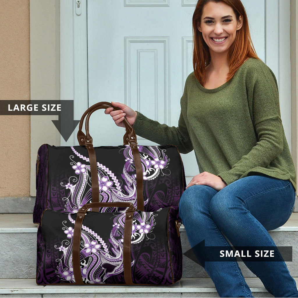 Purple Black Aloha Hawaii Travel Bag Polynesian Shark Tattoo Plumeria