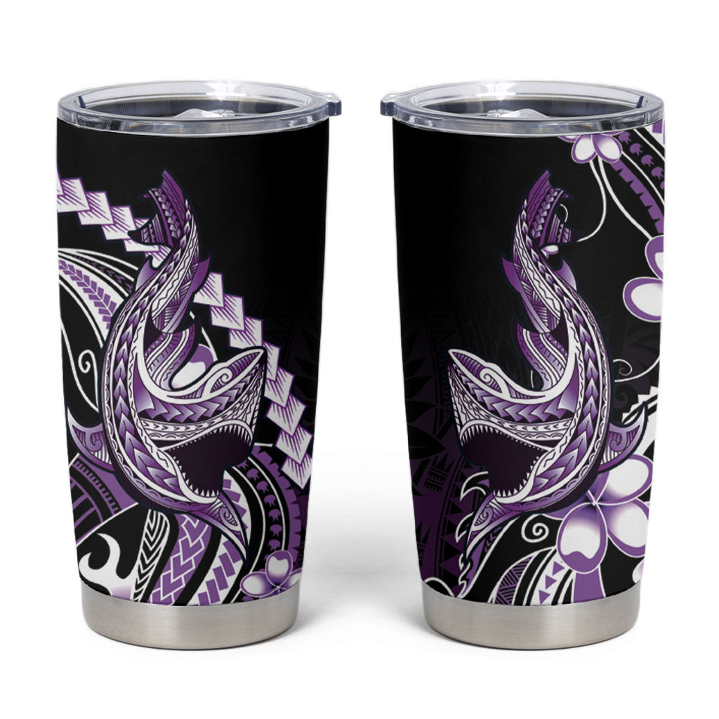 Purple Black Aloha Hawaii Tumbler Cup Polynesian Shark Tattoo Plumeria LT14 Purple - Polynesian Pride