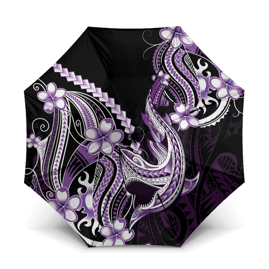 Purple Black Aloha Hawaii Umbrella Polynesian Shark Tattoo Plumeria