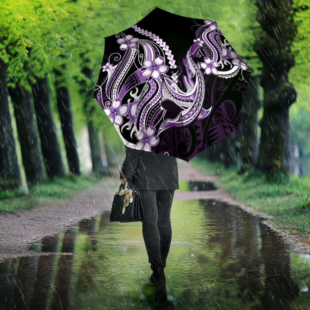 Purple Black Aloha Hawaii Umbrella Polynesian Shark Tattoo Plumeria