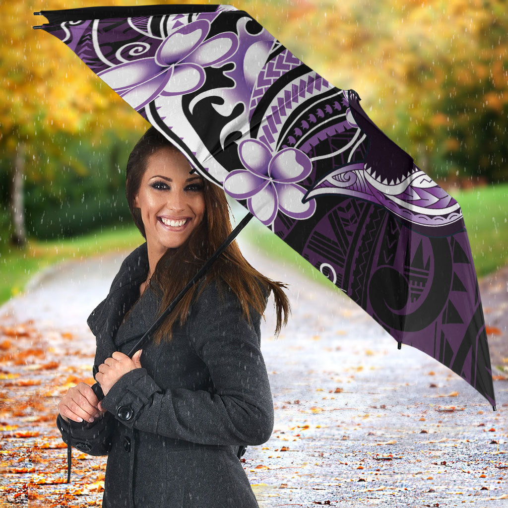 Purple Black Aloha Hawaii Umbrella Polynesian Shark Tattoo Plumeria