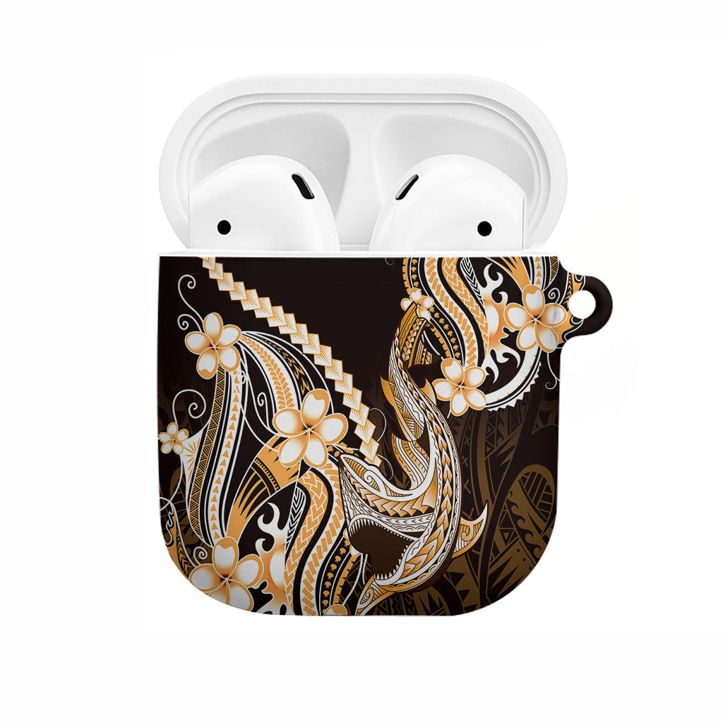 Orange Black Aloha Hawaii AirPods Case Polynesian Shark Tattoo Plumeria LT14 Orange - Polynesian Pride