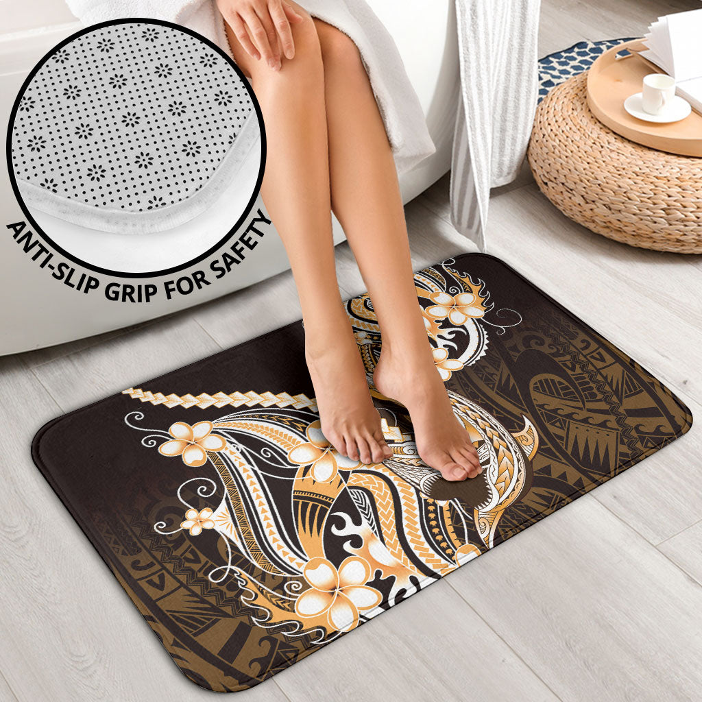 Orange Black Aloha Hawaii Bathroom Set Polynesian Shark Tattoo Plumeria