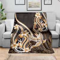 Orange Black Aloha Hawaii Blanket Polynesian Shark Tattoo Plumeria