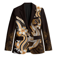 Orange Black Aloha Hawaii Blazer Polynesian Shark Tattoo Plumeria