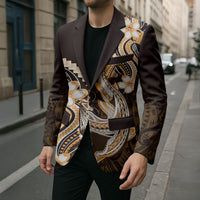 Orange Black Aloha Hawaii Blazer Polynesian Shark Tattoo Plumeria