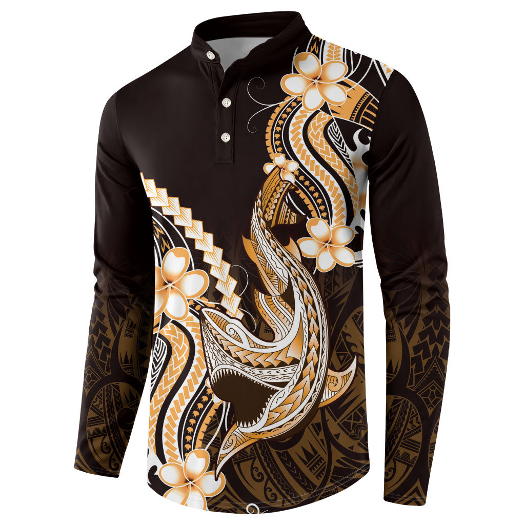 Orange Black Aloha Hawaii Button Sweatshirt Polynesian Shark Tattoo Plumeria