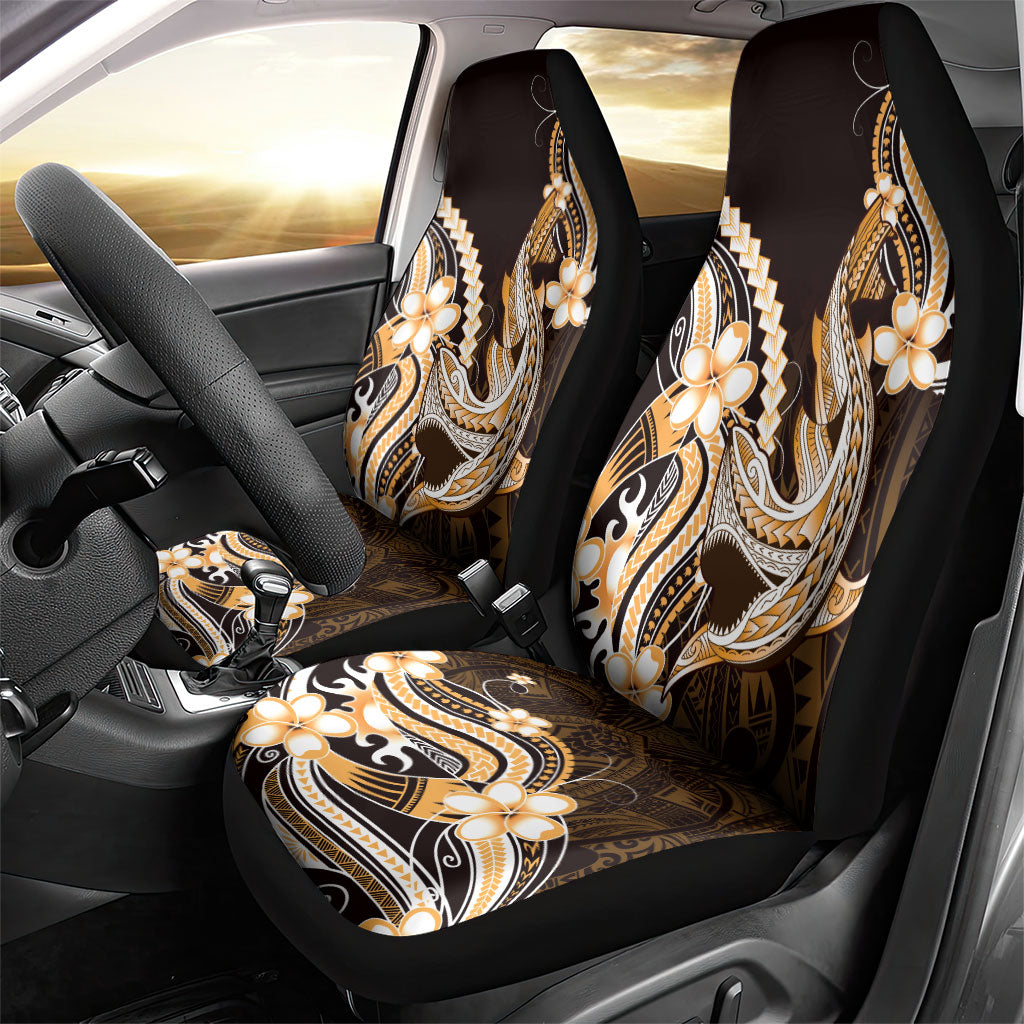 Orange Black Aloha Hawaii Car Seat Cover Polynesian Shark Tattoo Plumeria