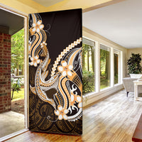 Orange Black Aloha Hawaii Door Cover Polynesian Shark Tattoo Plumeria