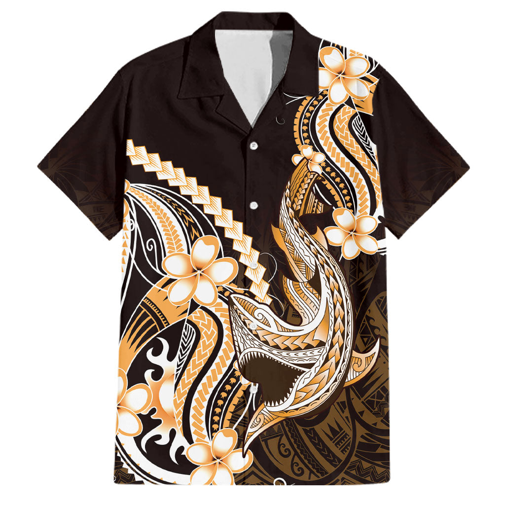 Orange Black Aloha Hawaii Family Matching Summer Maxi Dress and Hawaiian Shirt Polynesian Shark Tattoo Plumeria