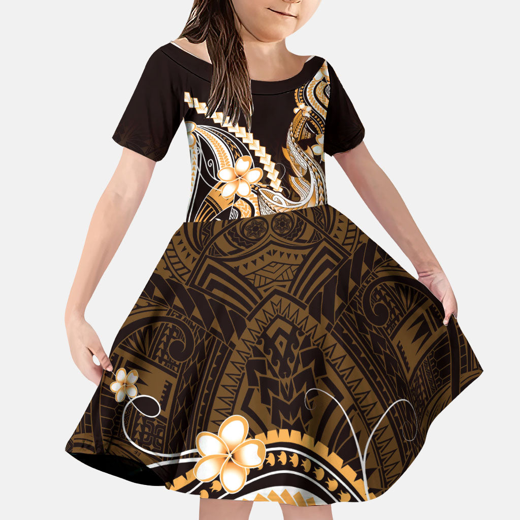 Orange Black Aloha Hawaii Family Matching Tank Maxi Dress and Hawaiian Shirt Polynesian Shark Tattoo Plumeria