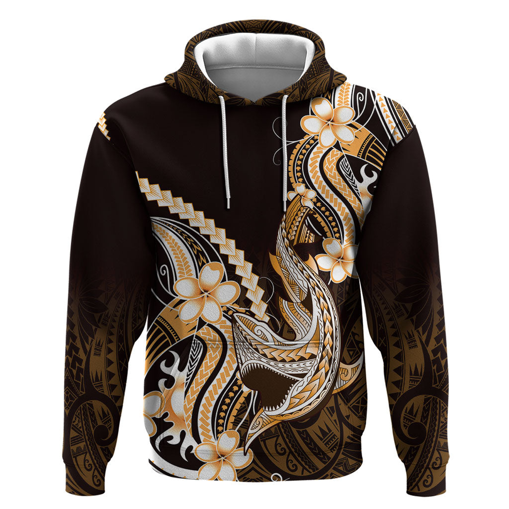 Orange Black Aloha Hawaii Hoodie Polynesian Shark Tattoo Plumeria LT14 Pullover Hoodie Orange - Polynesian Pride