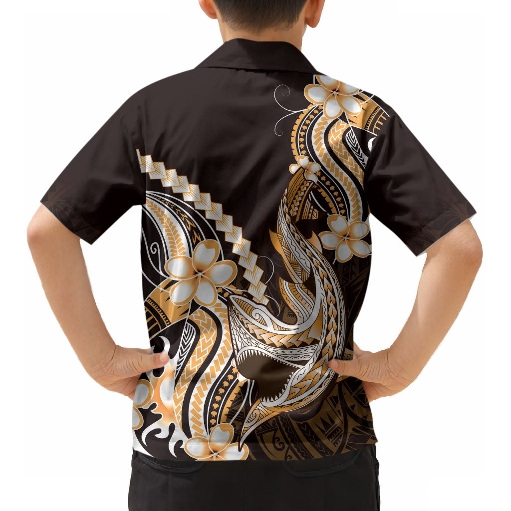 Orange Black Aloha Hawaii Kid Hawaiian Shirt Polynesian Shark Tattoo Plumeria LT14 - Polynesian Pride