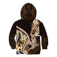 Orange Black Aloha Hawaii Kid Hoodie Polynesian Shark Tattoo Plumeria