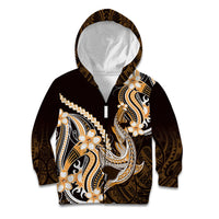 Orange Black Aloha Hawaii Kid Hoodie Polynesian Shark Tattoo Plumeria