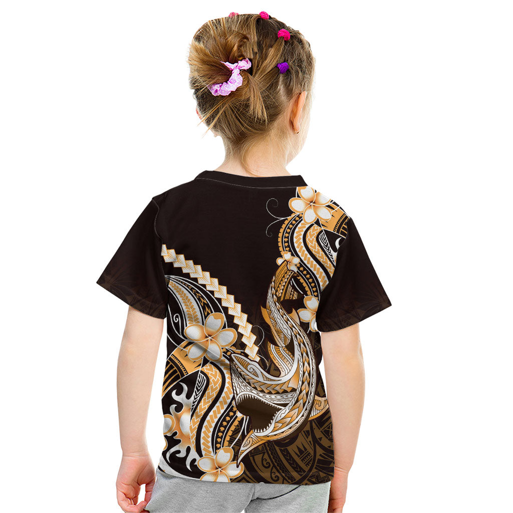Orange Black Aloha Hawaii Kid T Shirt Polynesian Shark Tattoo Plumeria