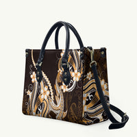 Orange Black Aloha Hawaii Leather Bag Polynesian Shark Tattoo Plumeria
