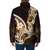 Orange Black Aloha Hawaii Padded Jacket Polynesian Shark Tattoo Plumeria