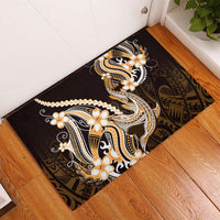 Orange Black Aloha Hawaii Rubber Doormat Polynesian Shark Tattoo Plumeria