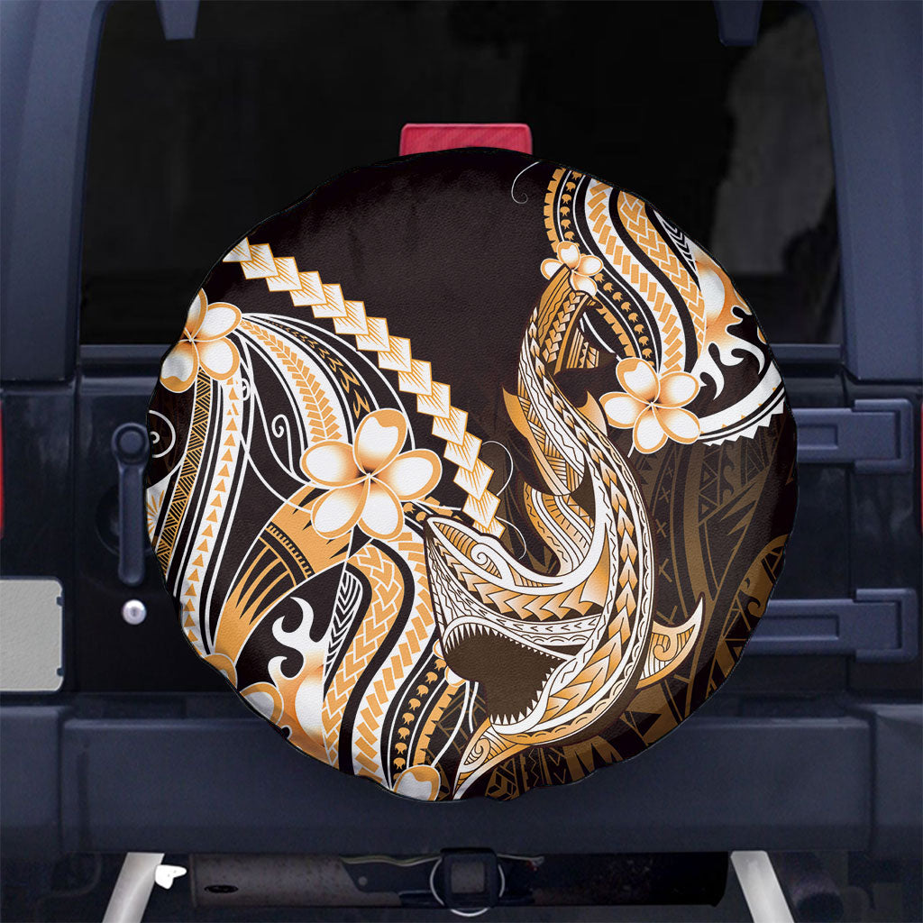 Orange Black Aloha Hawaii Spare Tire Cover Polynesian Shark Tattoo Plumeria LT14 No hole Orange - Polynesian Pride