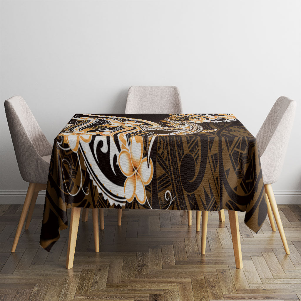 Orange Black Aloha Hawaii Tablecloth Polynesian Shark Tattoo Plumeria