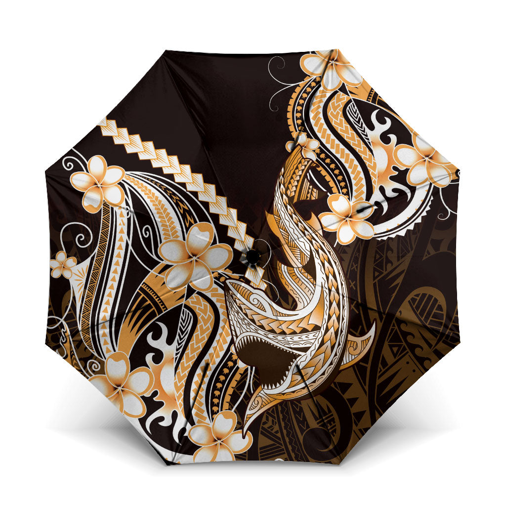 Orange Black Aloha Hawaii Umbrella Polynesian Shark Tattoo Plumeria