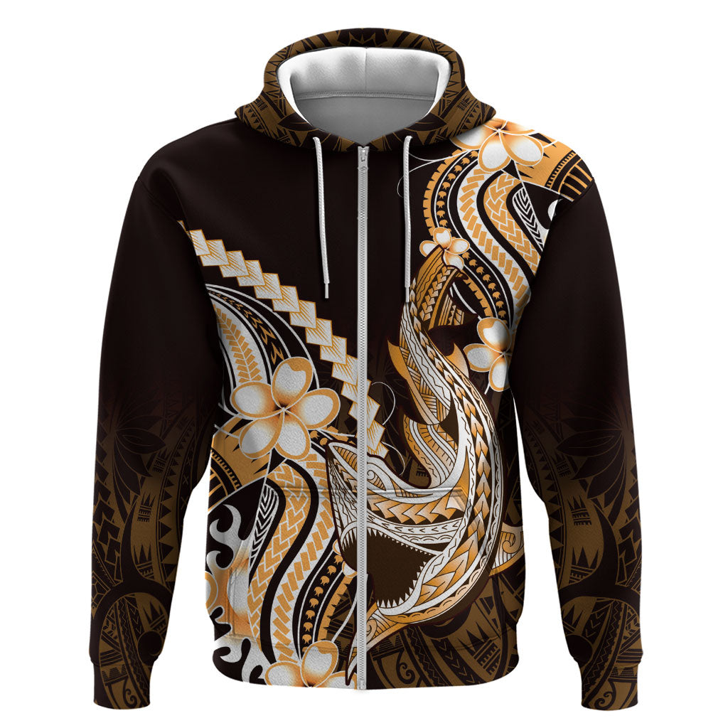 Orange Black Aloha Hawaii Zip Hoodie Polynesian Shark Tattoo Plumeria