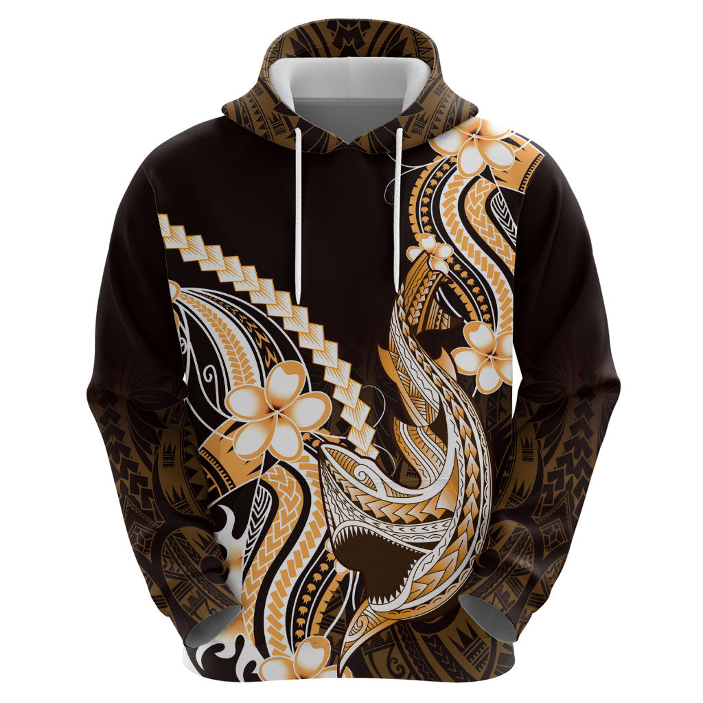 Orange Black Aloha Hawaii Zip Hoodie Polynesian Shark Tattoo Plumeria