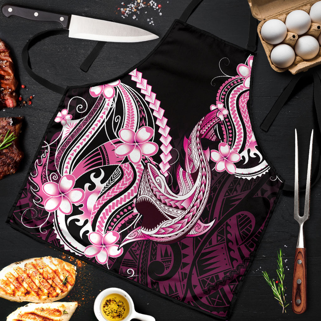 Pink Black Aloha Hawaii Apron Polynesian Shark Tattoo Plumeria