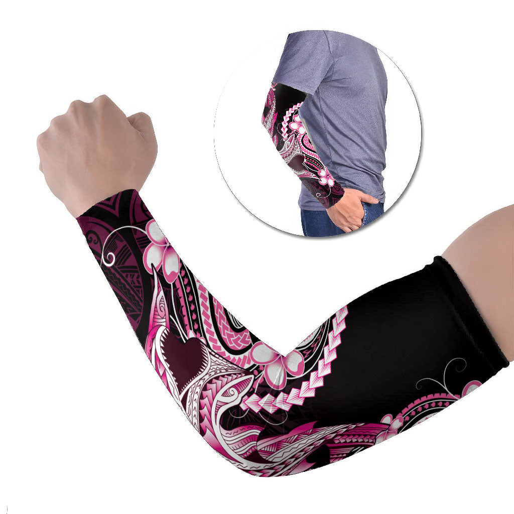 Pink Black Aloha Hawaii Arm Sleeves Polynesian Shark Tattoo Plumeria