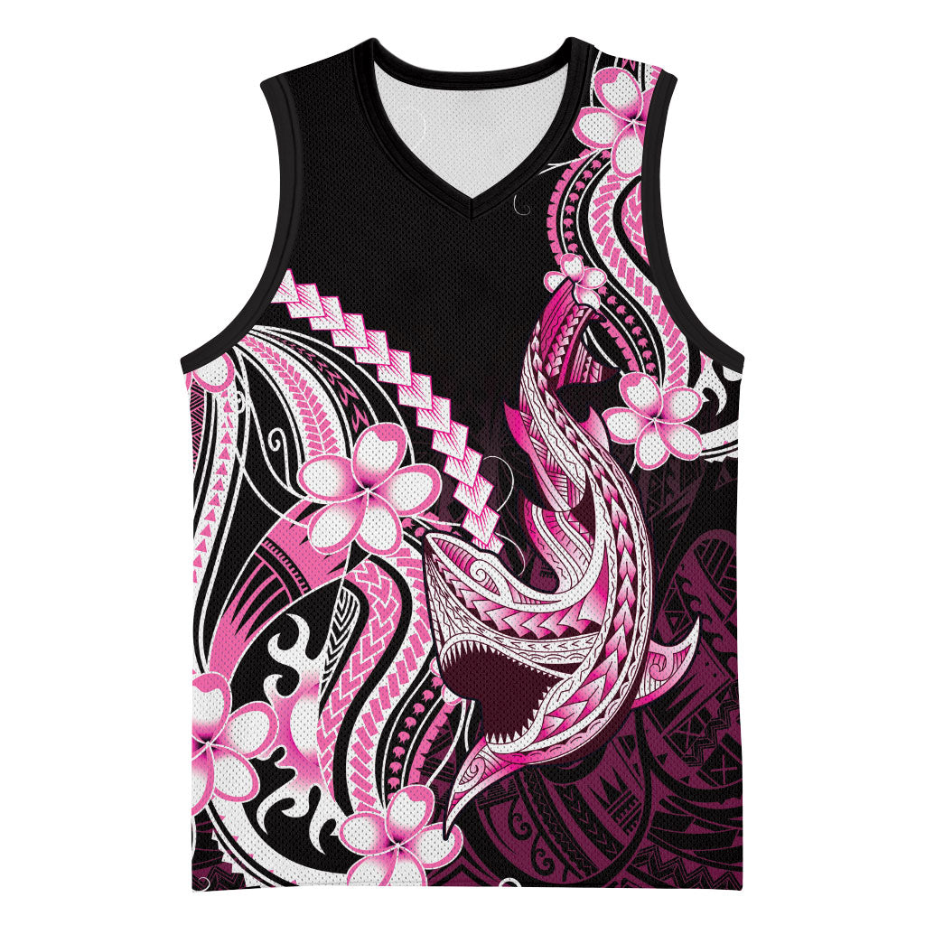 Pink Black Aloha Hawaii Basketball Jersey Polynesian Shark Tattoo Plumeria LT14 Unisex Pink - Polynesian Pride