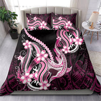 Pink Black Aloha Hawaii Bedding Set Polynesian Shark Tattoo Plumeria