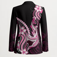Pink Black Aloha Hawaii Blazer Polynesian Shark Tattoo Plumeria