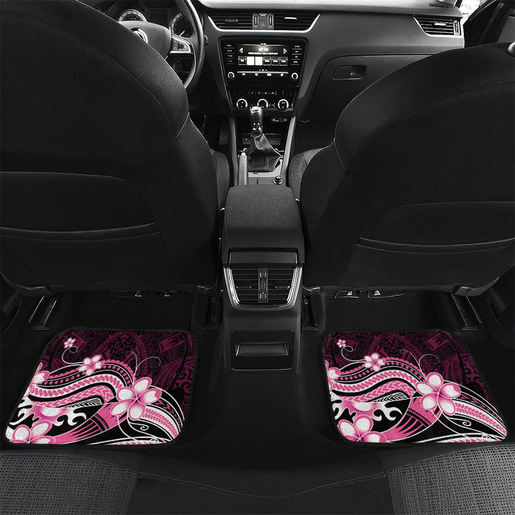 Pink Black Aloha Hawaii Car Mats Polynesian Shark Tattoo Plumeria