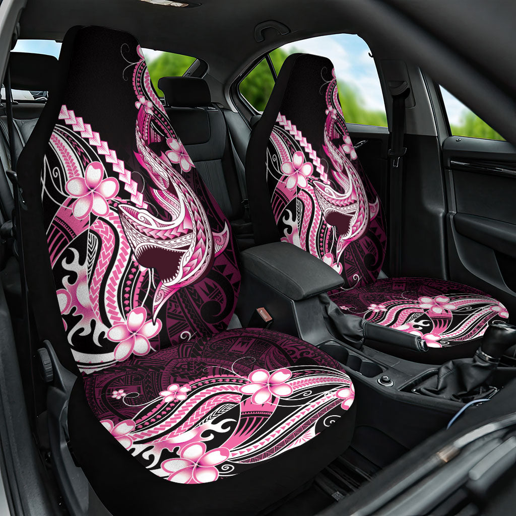 Pink Black Aloha Hawaii Car Seat Cover Polynesian Shark Tattoo Plumeria LT14 One Size Pink - Polynesian Pride