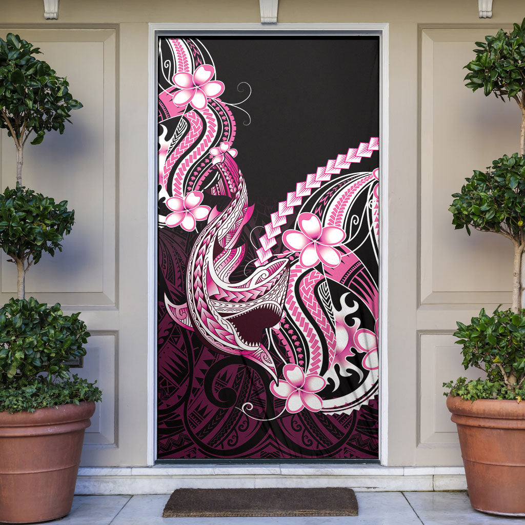 Pink Black Aloha Hawaii Door Cover Polynesian Shark Tattoo Plumeria LT14 Pink - Polynesian Pride