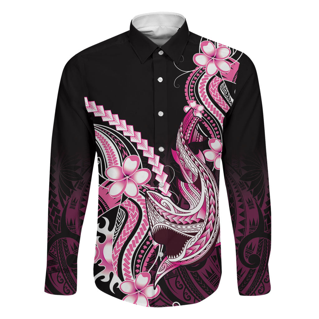 Pink Black Aloha Hawaii Family Matching Mermaid Dress and Hawaiian Shirt Polynesian Shark Tattoo Plumeria