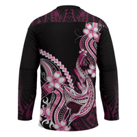 Pink Black Aloha Hawaii Hockey Jersey Polynesian Shark Tattoo Plumeria