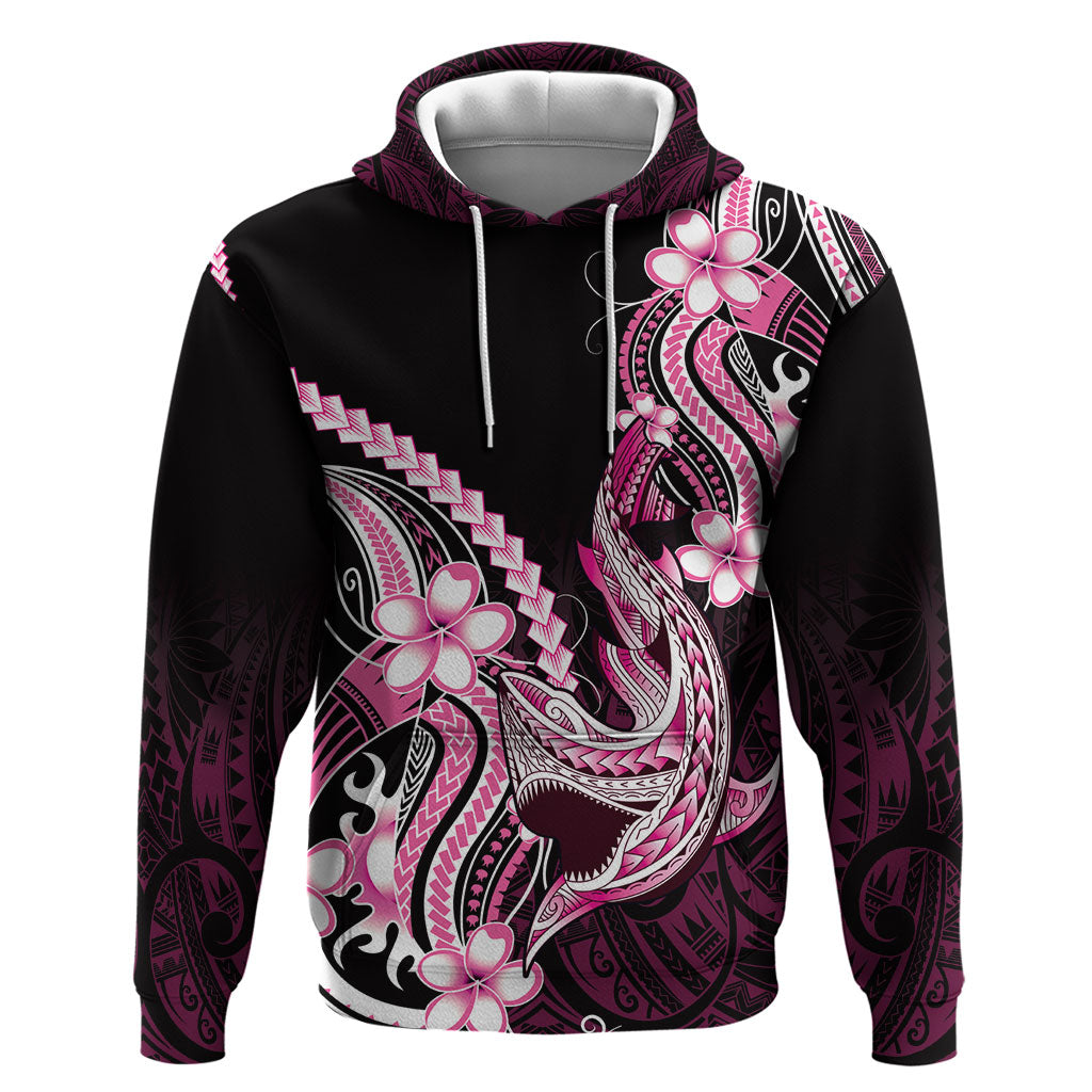 Pink Black Aloha Hawaii Hoodie Polynesian Shark Tattoo Plumeria LT14 Pullover Hoodie Pink - Polynesian Pride