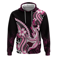 Pink Black Aloha Hawaii Hoodie Polynesian Shark Tattoo Plumeria