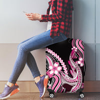 Pink Black Aloha Hawaii Luggage Cover Polynesian Shark Tattoo Plumeria